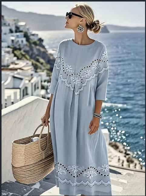 Printed Elegant Maxi Dress, Figure-hugging Casual Skirt