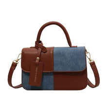 Crossbody Shoulder Bag With Contrasting Color Patchwork Compact Square Handbag