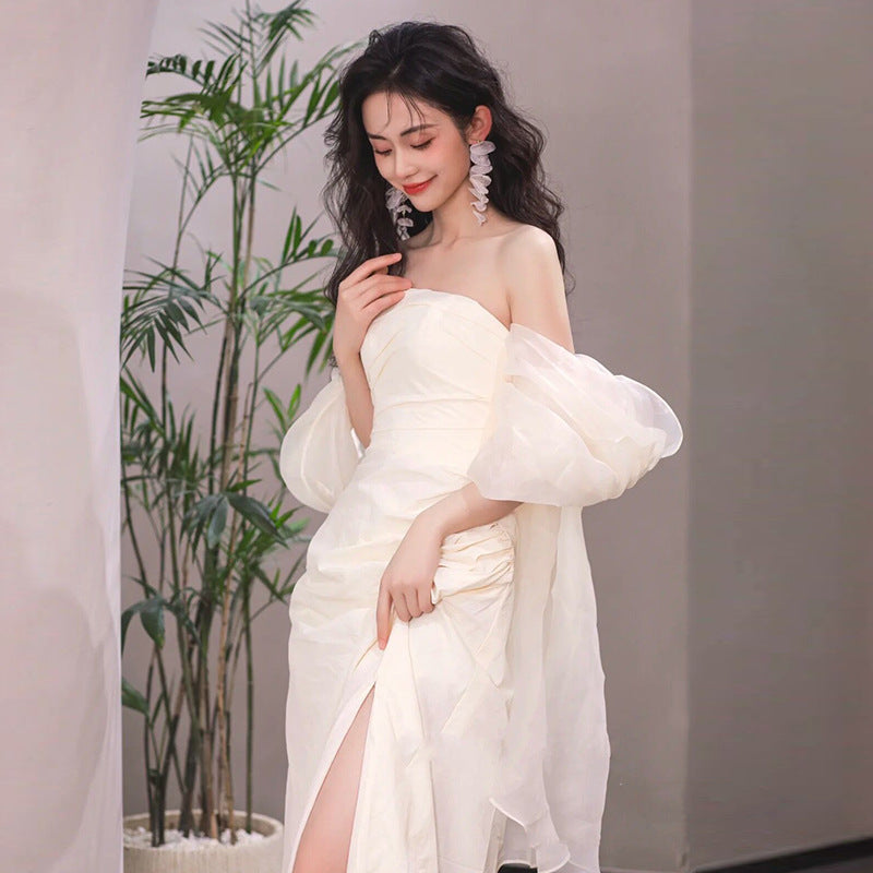 Tube Top Light Wedding Dress Bride Simple Long by Mirlaine Univers
