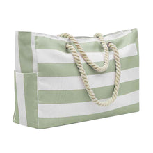 Embroidered Striped Beach Bag With Large Capacity