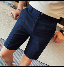 Men's Slim-Fit Striped Solid-Color Fashion Suit Shorts