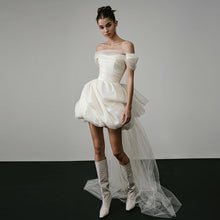 Off-shoulder Light Wedding Dress White Short by Mirlaine Univers