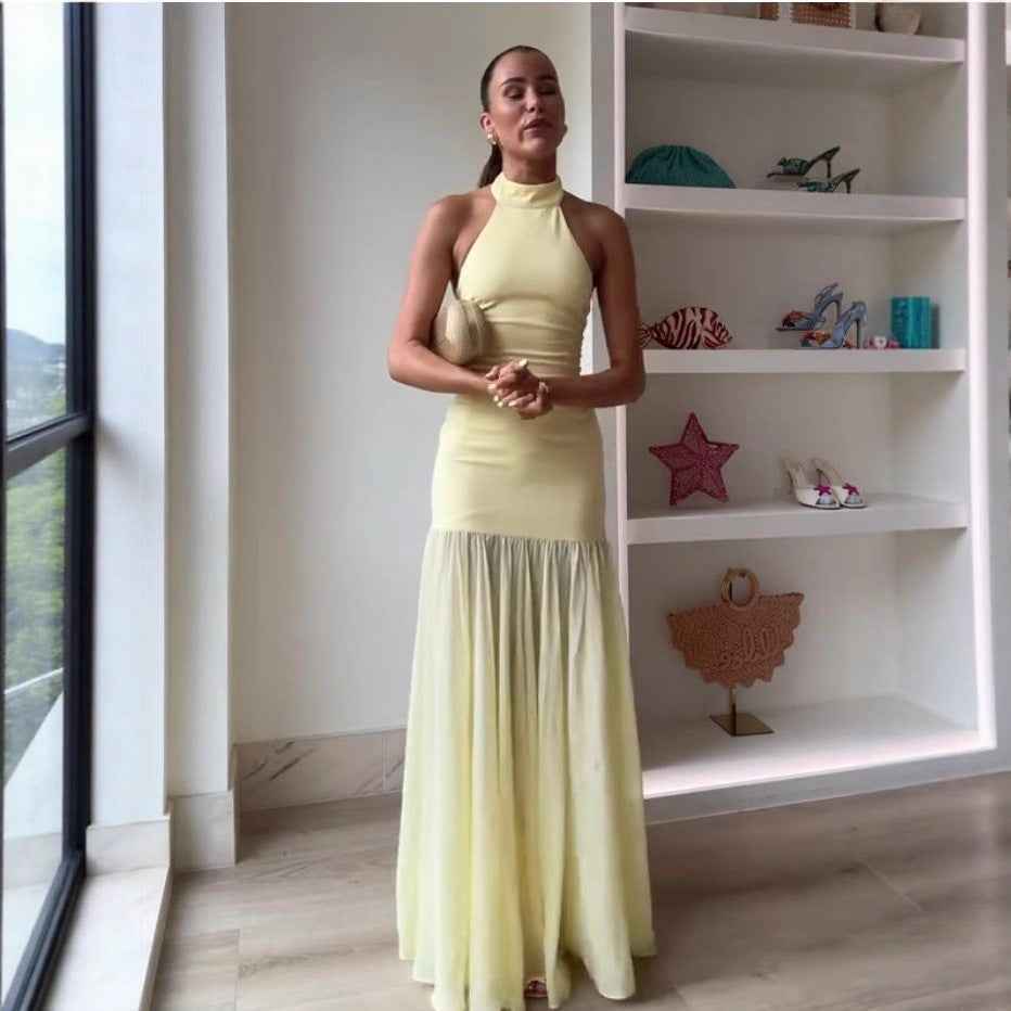 Flowing Resort-style Patchwork Maxi Dress, Fairy-like Gown