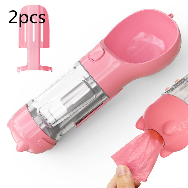 Pet Water Bottle Feeder Bowl Garbage Bag Storage Portable Pet Outdoor Travel 3 In 1 Dog Water Bottle by Mirlaine Univers