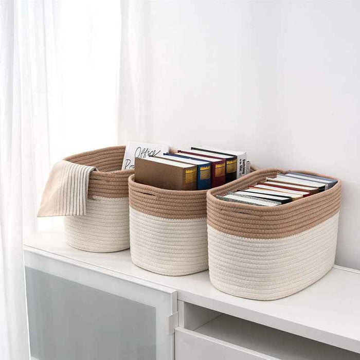 Cotton Rope Storage Basket Snack Rectangular Storage Basket Sundries Storage Basket Organizing Basket Storage Basket Desktop Storage