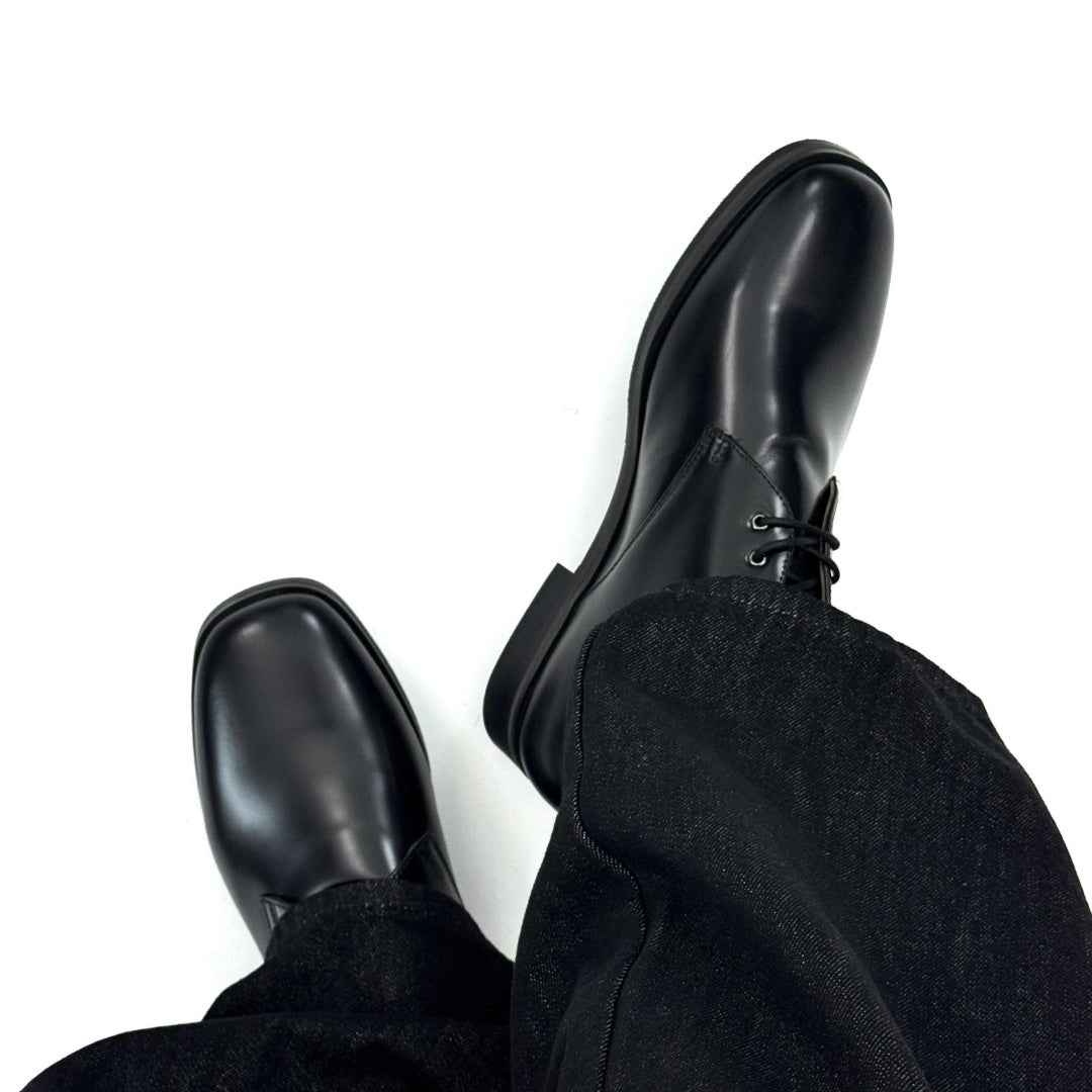 Retro British-style Square-toe Leather Dress Shoes
