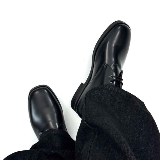 Retro British-style Square-toe Leather Dress Shoes