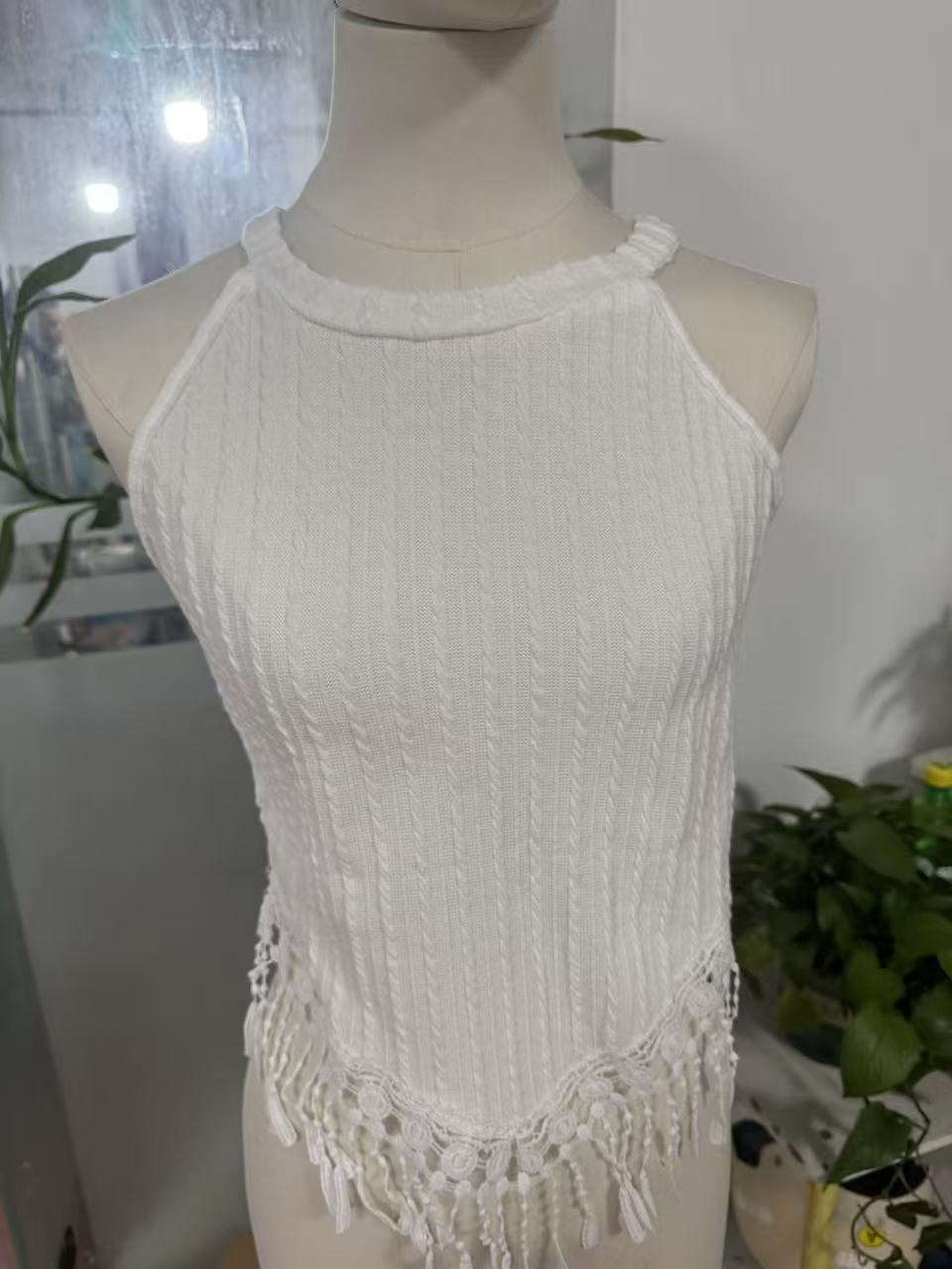 Elegant Tassel Crop Top For Women Spring And Summer Slim Fit