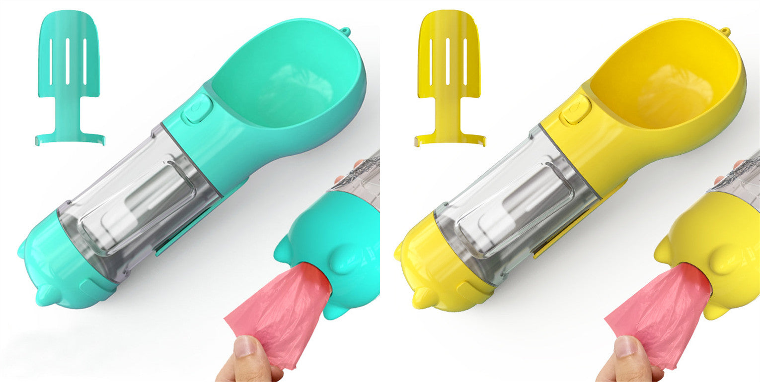 Pet Water Bottle Feeder Bowl Garbage Bag Storage Portable Pet Outdoor Travel 3 In 1 Dog Water Bottle by Mirlaine Univers