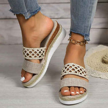 Plus Size Rope Bottom Platform Peep Toe Sandals For Women