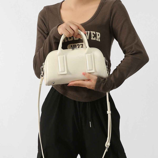 Womens Soft Leather Simple Tote Crossbody Bag With Large Capacity