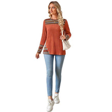 Women's Geometric Stripe Print Patchwork Top