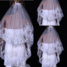 Bridal Sequined Polyester Veil Face Cover Two Layers Lace Sideband by Mirlaine Univers