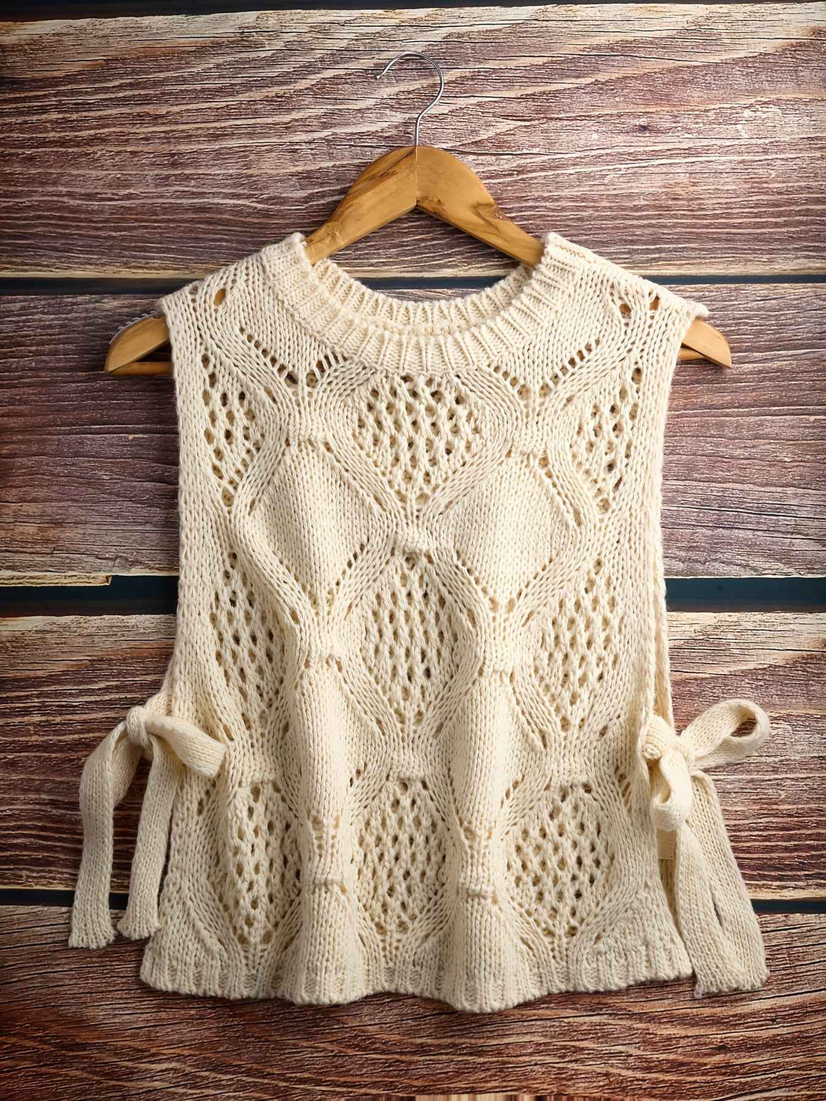 Hollowed-out Vintage Knit Vest Sweater