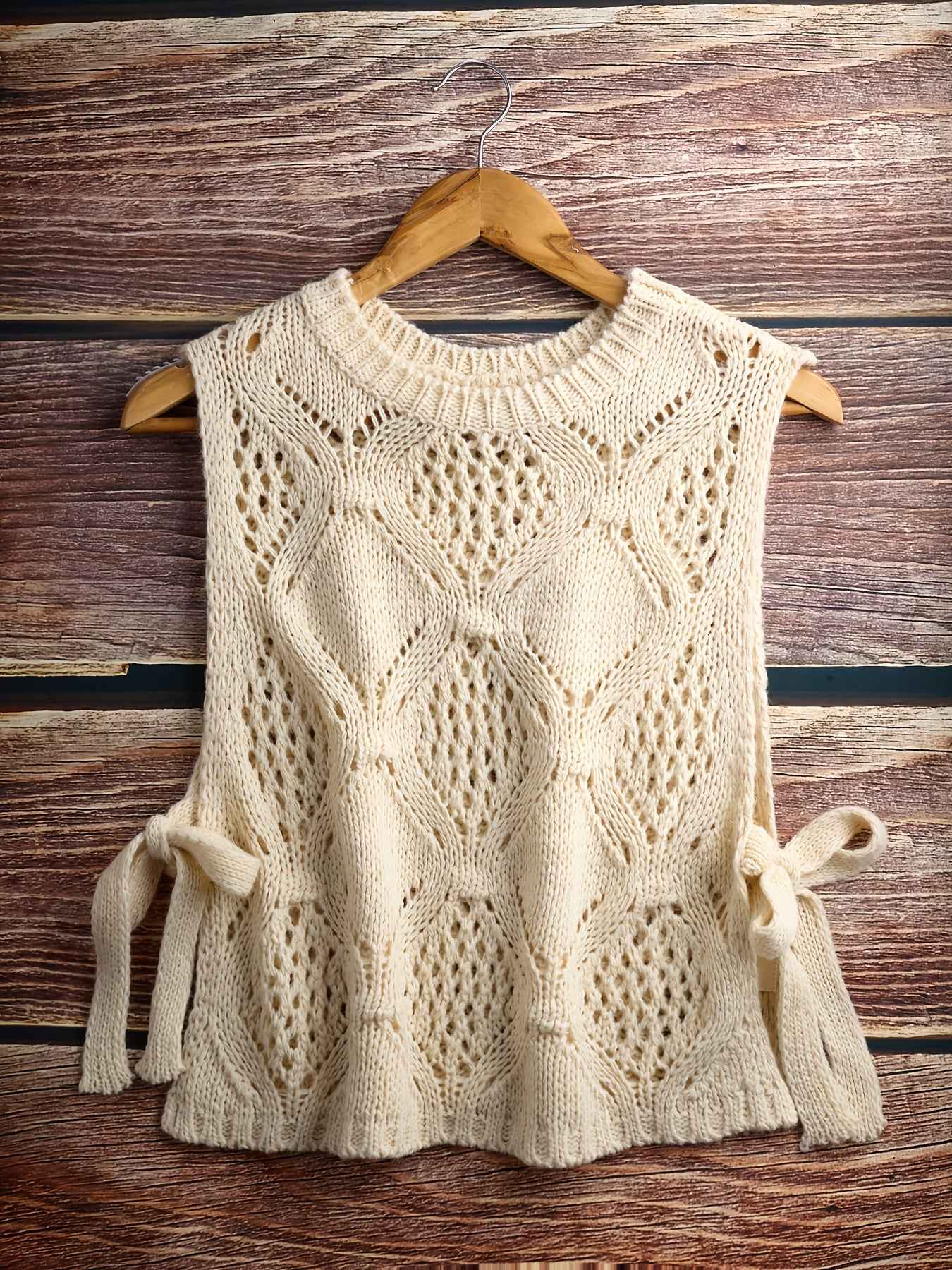 Hollowed-out Vintage Knit Vest Sweater