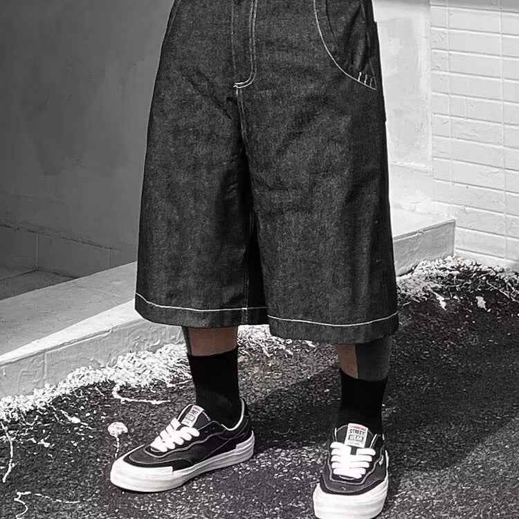 Mens Loose-Fit Summer Denim Shorts In The American West Coast Style