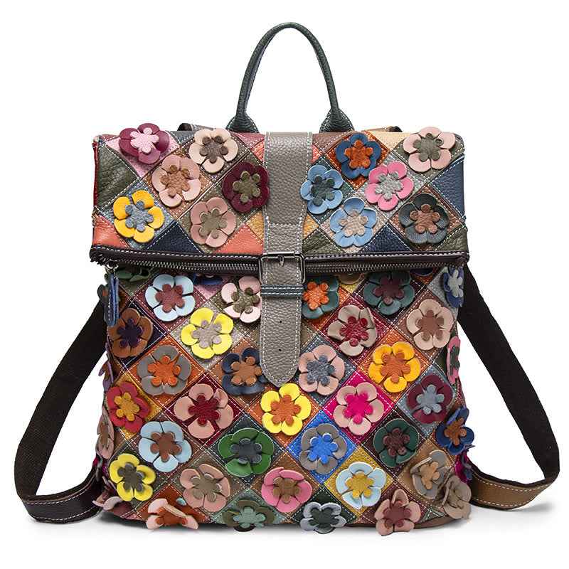 Colorful Plaid Floral Patchwork Bag