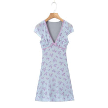 Retro Sexy Deep V-Neck Floral Mini Dress
