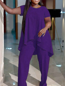 Fashionable Plus-Size Solid Color Set
