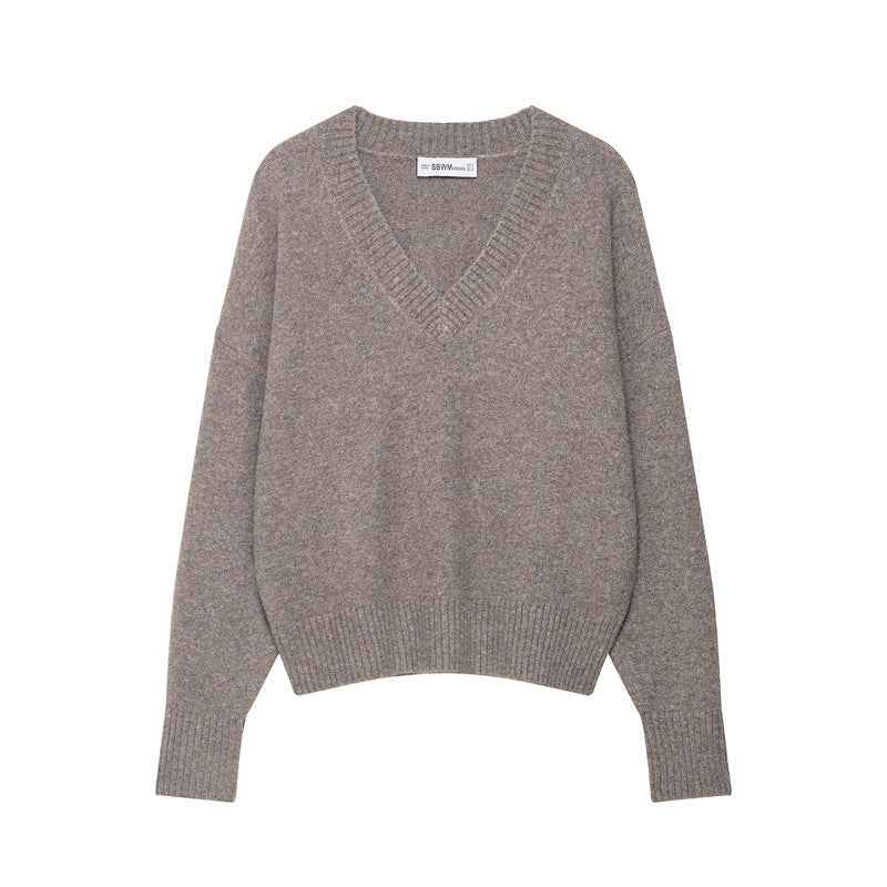 Pure And Alluring Sweater Womens AutumnWinter Long-Sleeve Soft V-Neck Knit Top