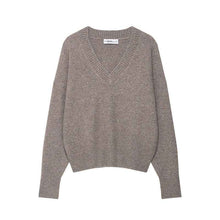Pure And Alluring Sweater Womens AutumnWinter Long-Sleeve Soft V-Neck Knit Top