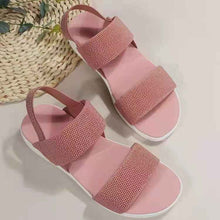 Casual Elastic Band Back Strap Flyknit Polyurethane Flat Sandals For Women