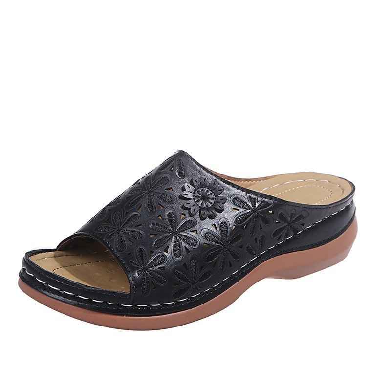 New Flower Fish Mouth Sandals Hollow Wedge Sandals And Slippers Women