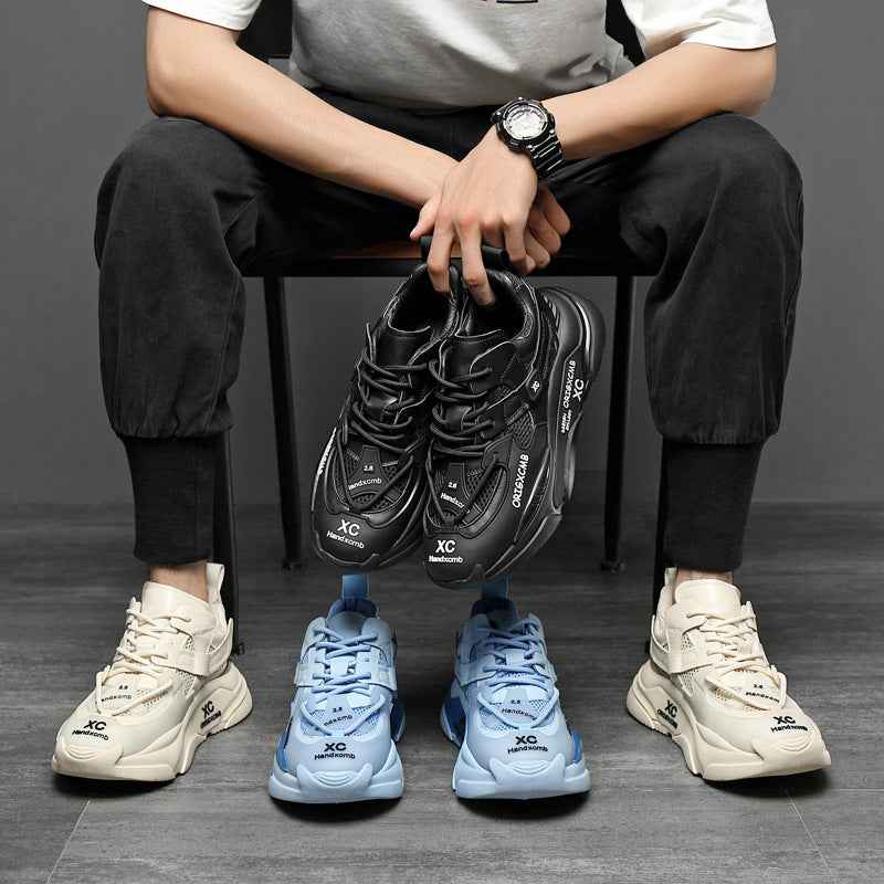 New Casual  Men's Thick-soled Increased Leather Old Shoes
