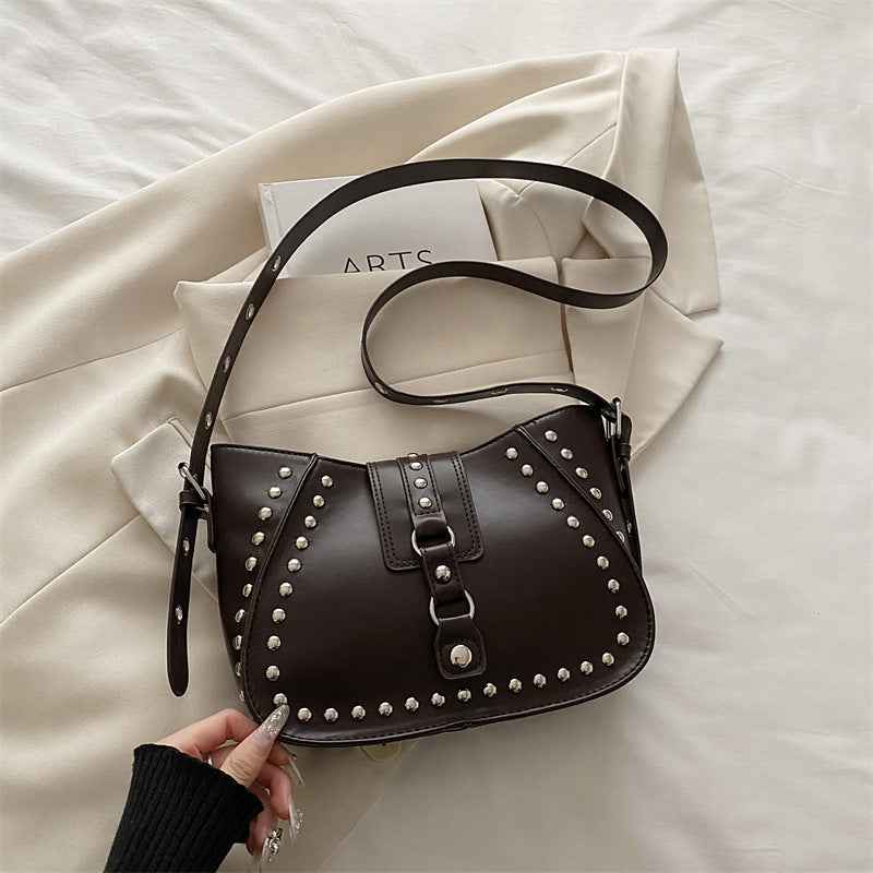 Sophisticated Studded Commuter Underarm Bag A Stylish Minimalist Niche-design Shoulder Or Crossbody Bag