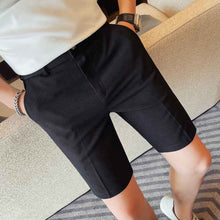 Men's Slim-Fit Striped Solid-Color Fashion Suit Shorts