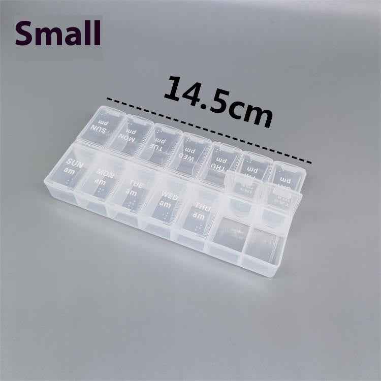 Big Small Size 14 Grid Week Pill Box Morning And Evening Color Week Pill Box Printing Russian English