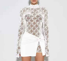 Lace Sheer Long-sleeved Mini Skirt