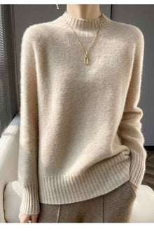 Thickened Half-high Collar Pure Wool Sweater Women's Seamless Sweaters Bottoming Shirt