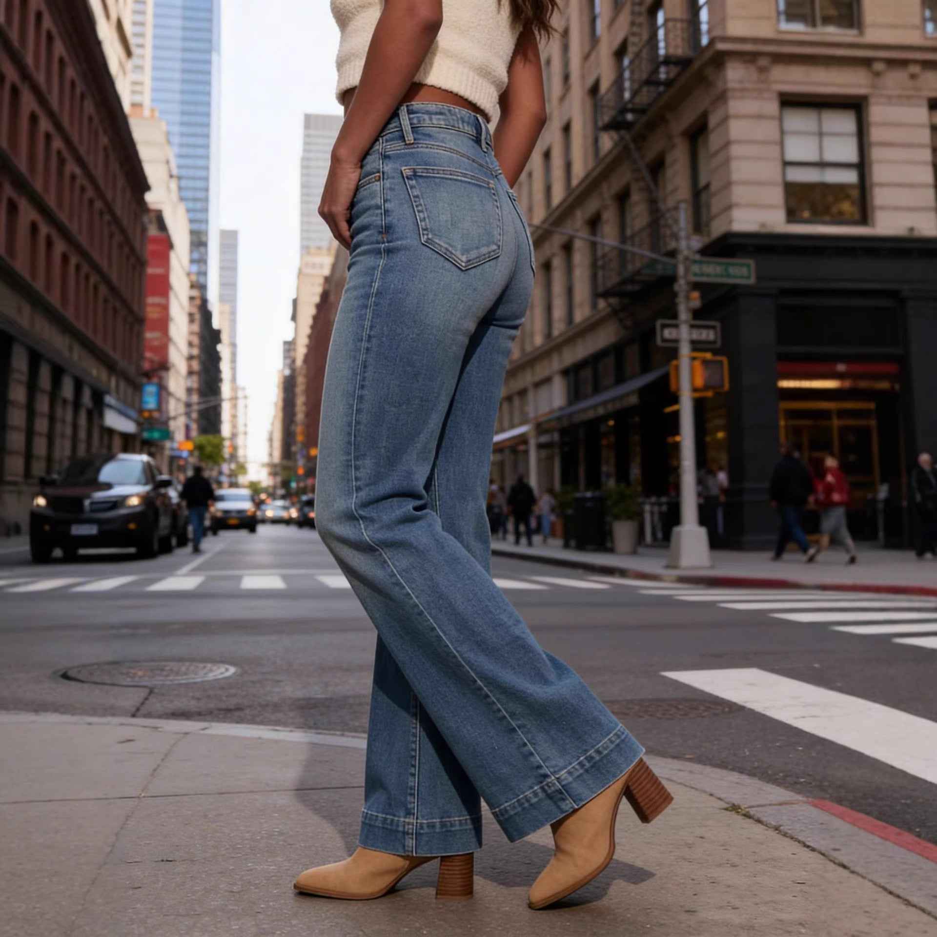 New Womens Mid-rise Bootcut Jeans