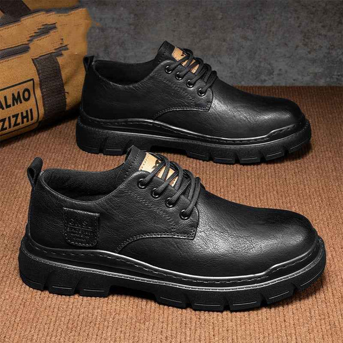 Men's Autumn Black Soft End Business Leather Men's Shoes Outdoor British