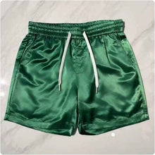 Summer Acetate Casual Mens Solid-Color Versatile Trendy Simple Elastic-Waist Drawstring Shorts