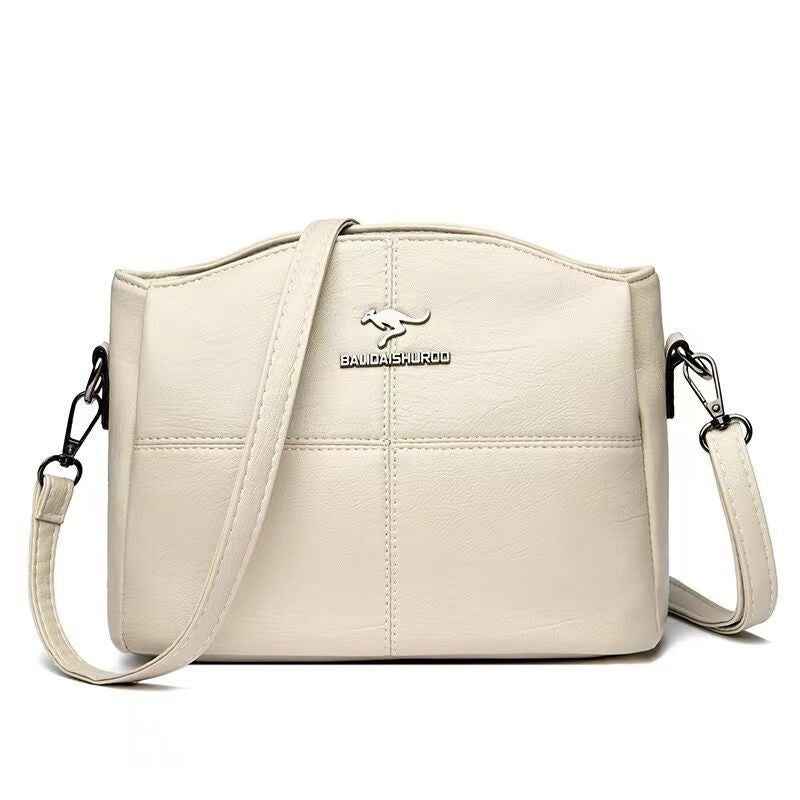 Korean-style Womens Shoulder Soft Leather Versatile Design Large Capacity And Embroidered Crossbody Bag