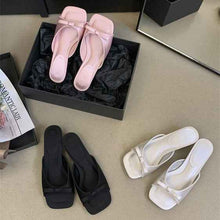 French-style Sophisticated Bow-tie Square-toe Open-toe Stiletto Sandals For Women