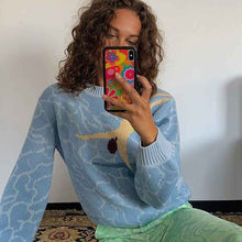 Wave Paisley Print Oversized Sweaters Long Sleeve Autumn Winter Jumpers