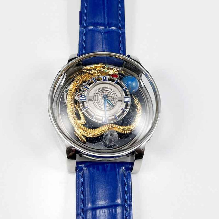 Montre céleste ronde en quartz et saphir
