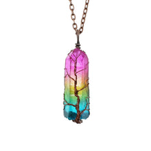 Hot Selling Stone Crystal Pillar Tree Of Life Pendant Ins Fashion Necklace by Mirlaine Univers
