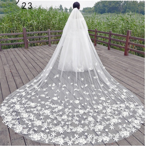 Bridal Wedding Dress Long Tail Luxury Super Fairy Wedding Veil by Mirlaine Univers