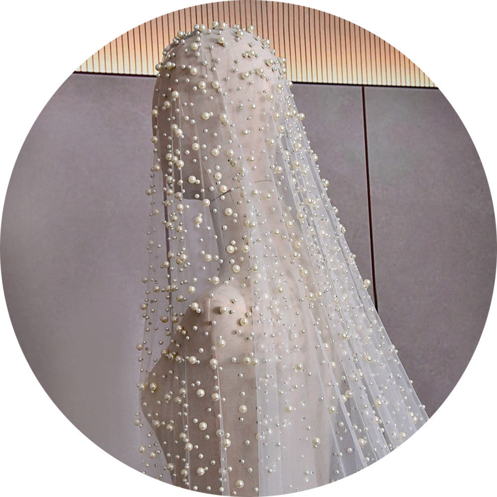Luxury Heavy Industry Bridal Pearl Veil by Mirlaine Univers