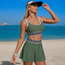 Women's Solid-Colored Webbing Sports Bikini Two-Piece Swimsuit