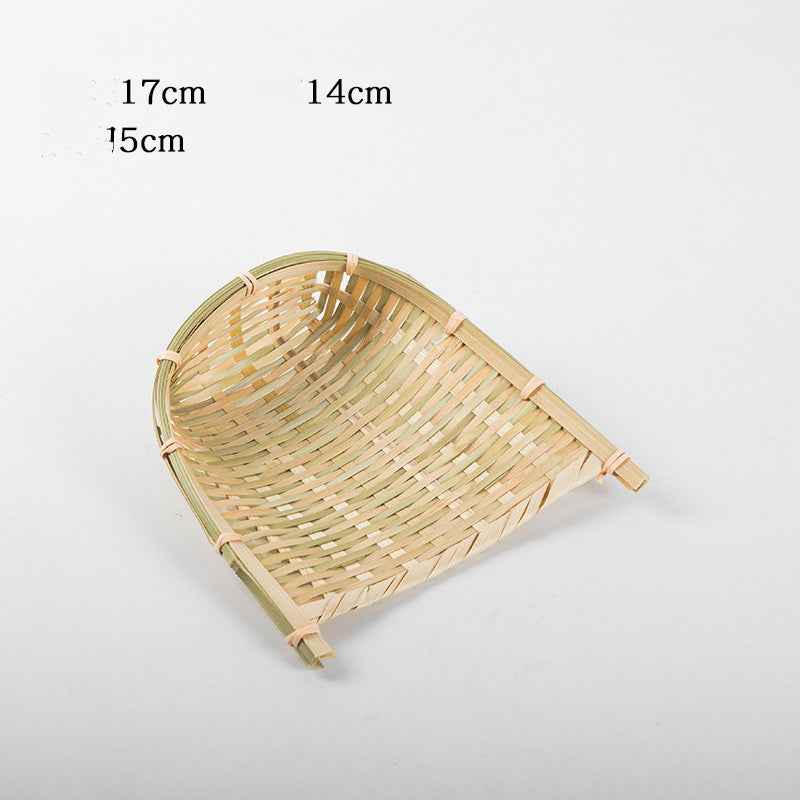 Hand-woven Mini Fruit Basket Grid Small Bamboo Basket Fruit Basket Small Basket