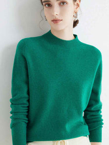 Half High Collar Pure Wool Women's Long Sleeved Knitted Base Sweater