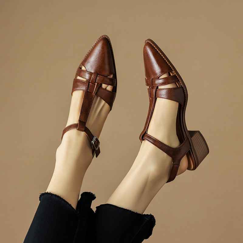 French Retro Roman Closed Toe Sandals For Women