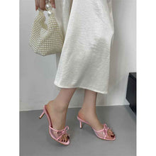 Fashionable Bow-Tie Open-Toe Mesh High-Heel Slide Sandals For Women