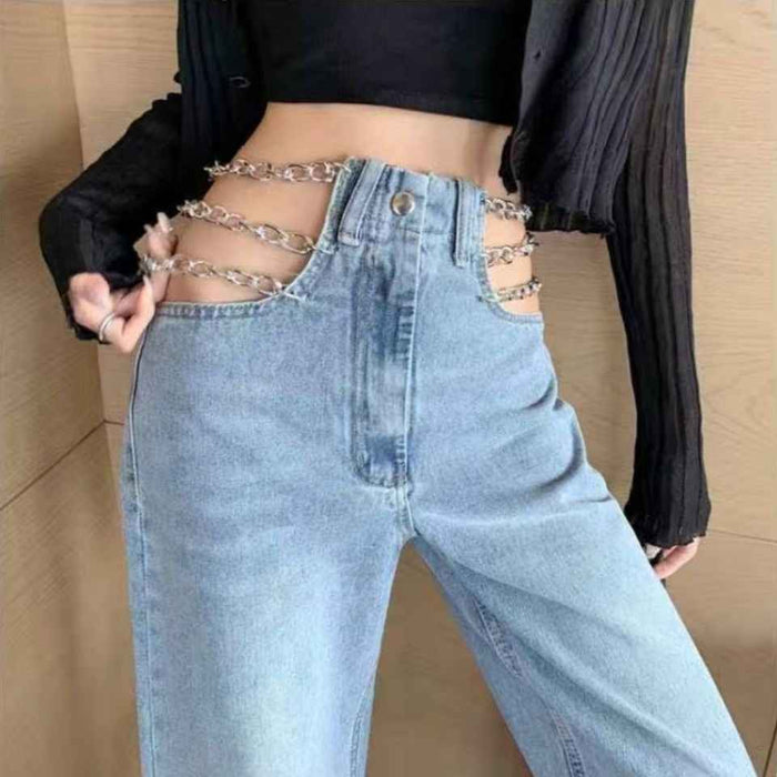 Spicy Girl Wide-leg Denim Jeans Women's Trendy