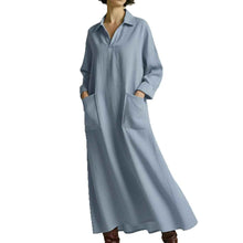 Loose-fitting Casual Polo-neck Pocketed Long-sleeve Dress
